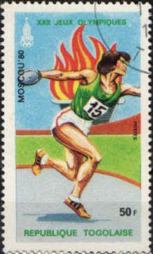 Olympic Flame, Moscow 80 emblem, Discus