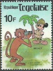 A monkey photographing Mickey Mouse