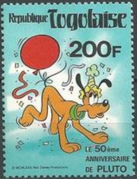 Pluto with a balloon on his tail