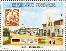 Rue du commerce of Lomé and stamp number 9