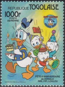 Huey, Dewey and Louie startling Donald Duck
