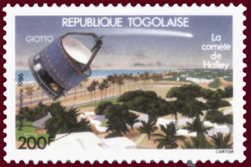 Giotto probe, comet over Togo