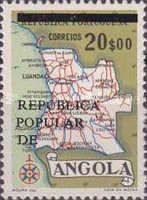 Map of Angola overprinted "REPUBLICA POPULAR DE"