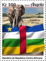 Flag of Central African Republic & Loxodonta africana