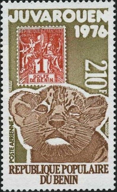 Stamp from 1893 and Head of Lion Cub