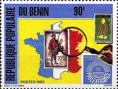 TP No. 1285 of france on map TP No. 308 of dahomey