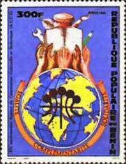 Emblem, globe, hands, book
