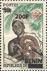 Ouidah witch doctor and python