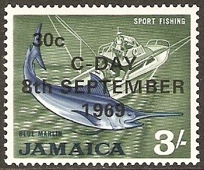 Blue Marlin (Makaira ampla) - overprinted and surcharged