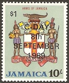 Arms of Jamaica - overprinted and surcharged