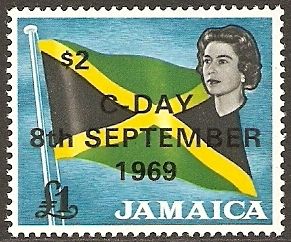 Flag and Queen Elizabeth II - overprinted and surcharged