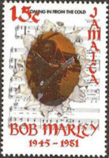 Portrait of Bob Marley & song title "Coming in from the cold