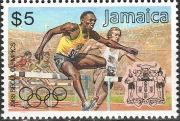 Olympic Games 1988 - overprinted and surcharged in red