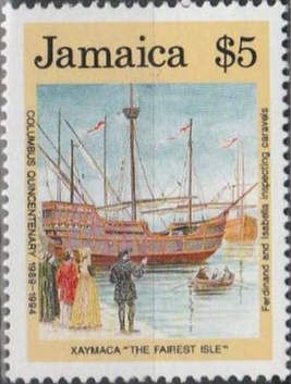 Ferdinand and Isabella inspecting caravels.
