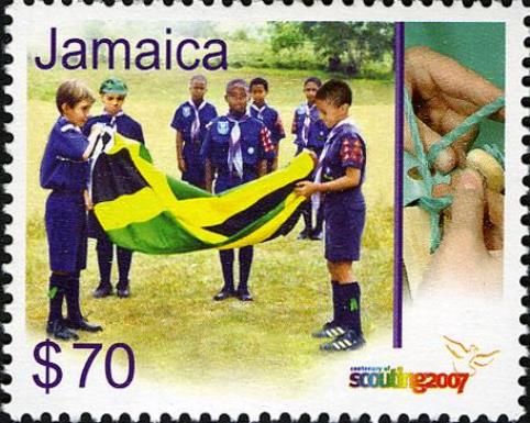 Scouts handling Jamaican flag