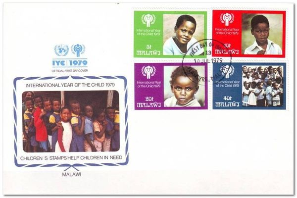 Malawi children and IYC emblem