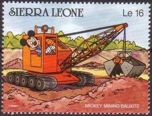 Mickey mining Bauxite with a Digger