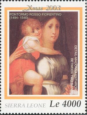 Madonna enthroned between two Saints by Rosso Fiorentino