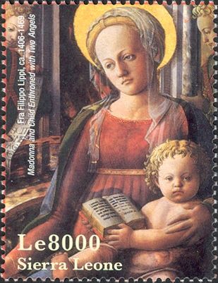 Madonna and Child enthroned with two angels by Filippo Lippi
