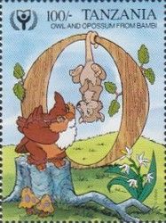 The letter "O" - Owl and Opossum from Bambi
