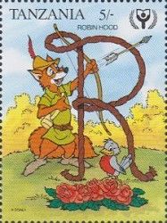The letter "R" - Robin Hood and a Robin
