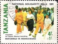 President Ali Hassan Mwinyi marching