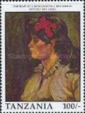 Portrait of a woman with red ribbon