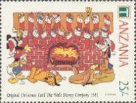 Mickey, Pluto and Goofy at fireplace, 1981