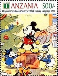 Mickey with present for Donald, 1935