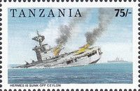 Hermes is Sunk off Ceylon