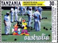 Mickey Mouse and Goofy playing bowls in Australia