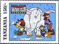 Mickey, Donald, Goofy sheitering unter the elephant's ears