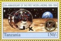 “Columbia” above lunar surface, Earth on horizon