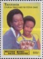 Woman, child, Tanzanian currency