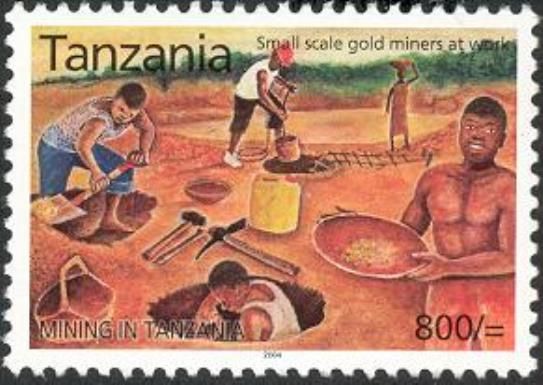 Small scale gold miners at work