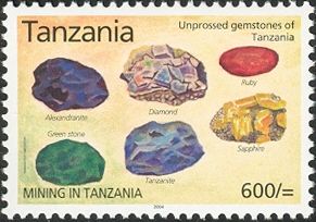 Unprocessed gemstones of Tanzania