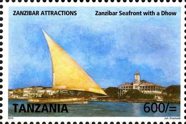 Zanzibar Seafront with a Dhow