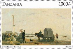 On the Beach at Trouville, By Boudin