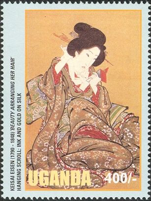 Keisai Eisen - 'Beauty arranging her hair'