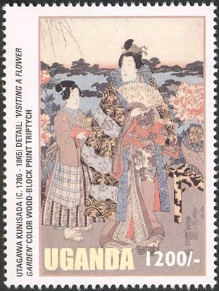 Utagawa Kunisada - 'Visiting a flower garden'