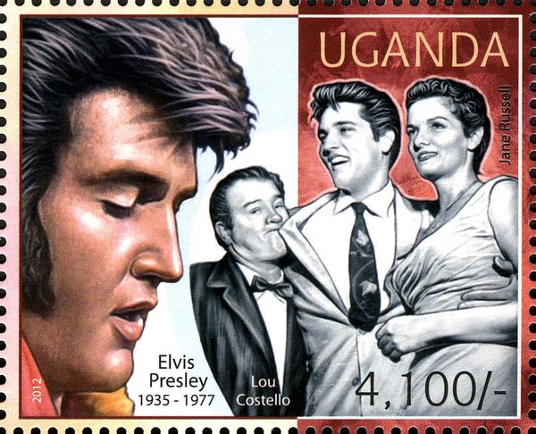 Elvis Presley (1935-1977) with Lou Costello and Jane Russell