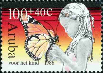 Girl with butterfly (Papilio thersites)