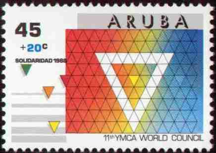 YMCA emblem in geometric designs