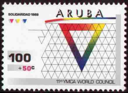 YMCA emblem in geometric designs