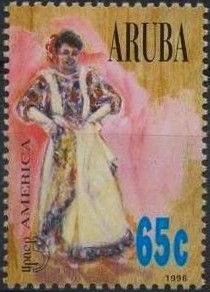 Women wearing long, full dress, apron