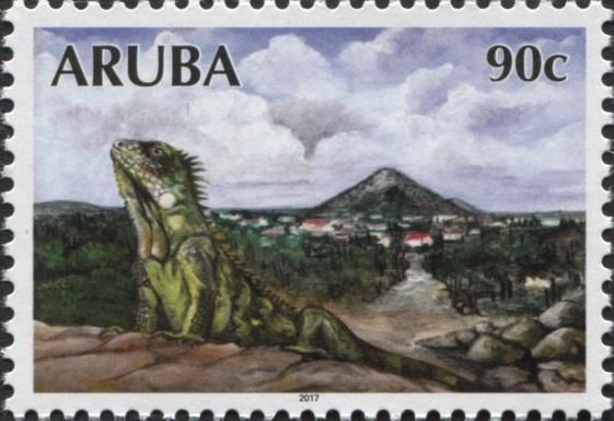 Iguana in front of Hooiberg