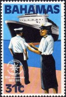 Customs Officials and Ocean Liner Queen Elizabeth II