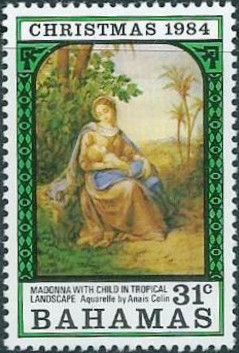 Madonna and Child in Tropical Landscape by Anais Colin