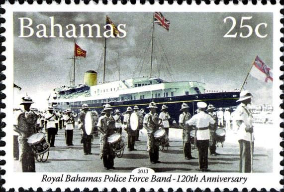 Bahamas Police Force Band in Front of Royal Yacht