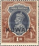 King George VI wearing Imperial Crown of India - overprinted
